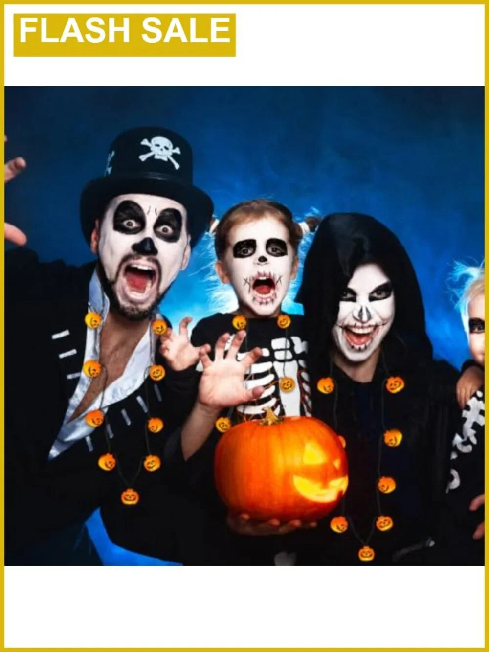 3 Pack Halloween Light Up Necklace Pumpkin LED Costume Party Favor